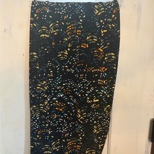 LuLaRoe Black Skirt with Gold and Blue Accents